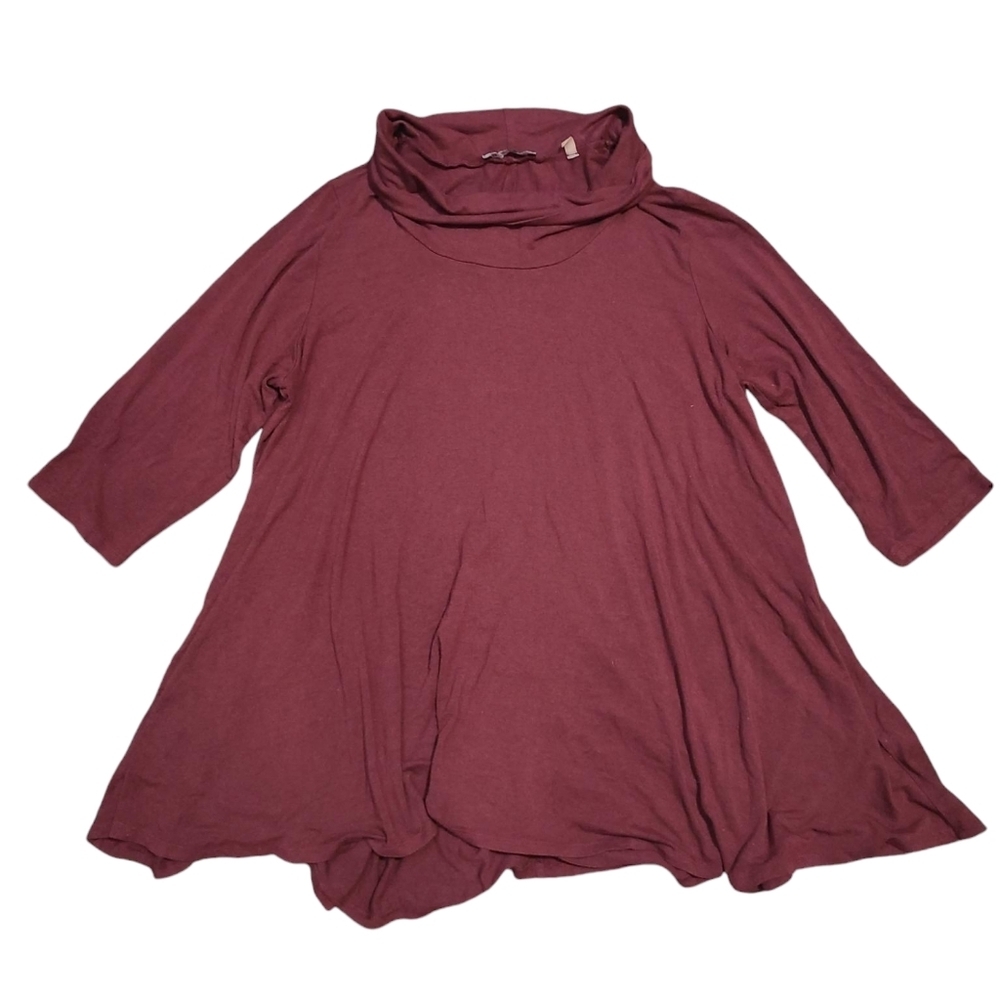TAHARI WOMAN Burgundy turtleneck tunic 1x - Picture 7 of 9